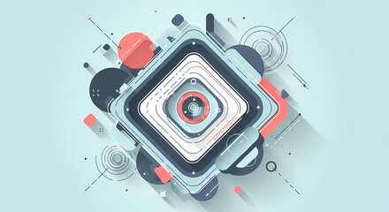 Obraz premium Abstract Geometric Composition with Vibrant Shapes and Lines An Artistic Expression