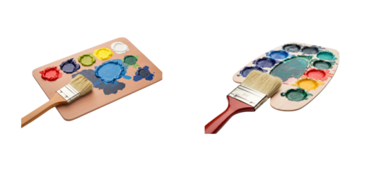 Creative painting techniques art studio visual content colorful palette artistic process for beginners. Set cut out PNG