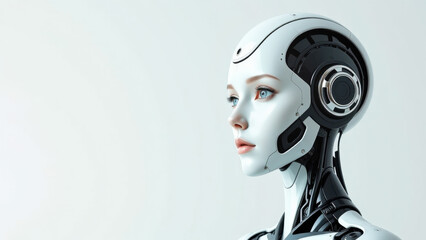 Futuristischer Hybrid aus Roboter und Mensch - Konzept f&uuml;r k&uuml;nstliche Intelligenz