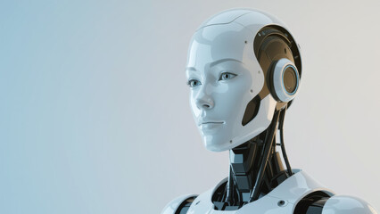 Futuristischer Hybrid aus Roboter und Mensch - Konzept f&uuml;r k&uuml;nstliche Intelligenz