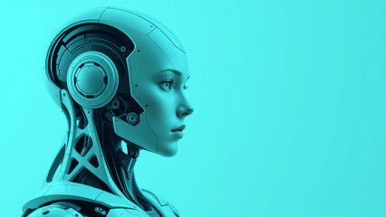 Futuristischer Hybrid aus Roboter und Mensch - Konzept f&uuml;r k&uuml;nstliche Intelligenz