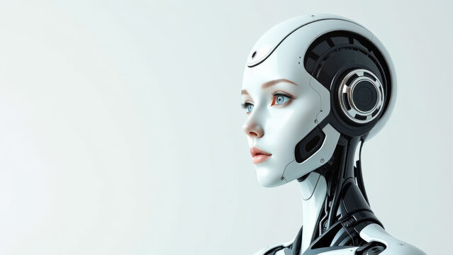 Futuristischer Hybrid aus Roboter und Mensch - Konzept f&uuml;r k&uuml;nstliche Intelligenz