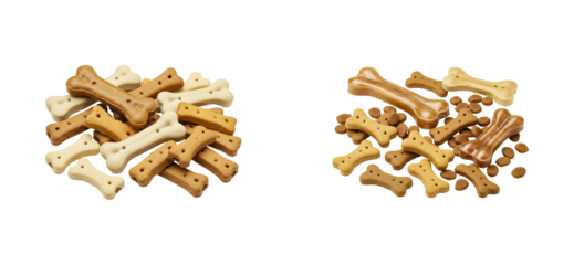 Delicious dog treats pet store food indoor setting top canine care concepts. Set cut out PNG