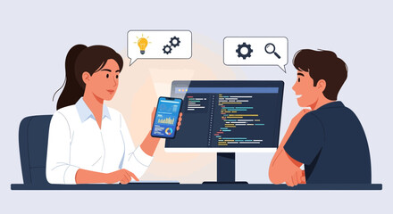 Software Developers Collaborate on Mobile App and Web Development Projects Effectively