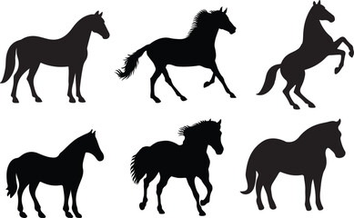 Horse silhouette bundle design on white background