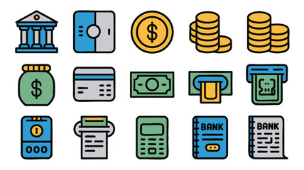 Pixel Art Finance Icons: Banking, Money, Payments, and Transactions