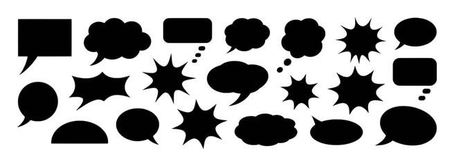 Black Speech Bubbles and Thought Bubbles Collection comic talk