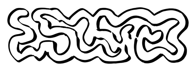 Black wavy abstract brush stroke pattern white