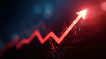 arrow of the stock market chart is pointing upward