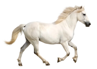 Fototapeta premium Majestic white horse running isolated on transparent background.PNG
