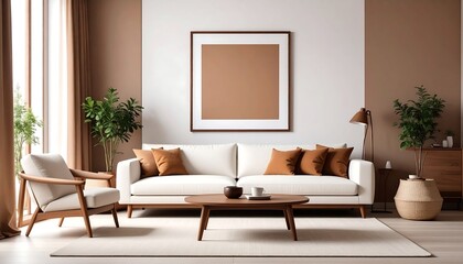 Modern living room with warm tones