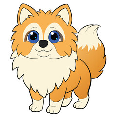 Fototapeta premium Cute fluffy orange and white dog isolated on white background