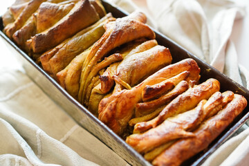 Freshly baked homemade pull apart bread