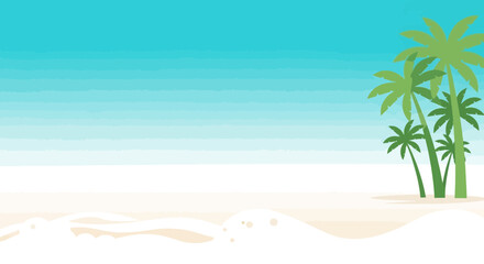 Obraz premium Tropical paradise beach with palm trees illustration for summer vacation theme background design minimal and clean style perfect for backdrop
