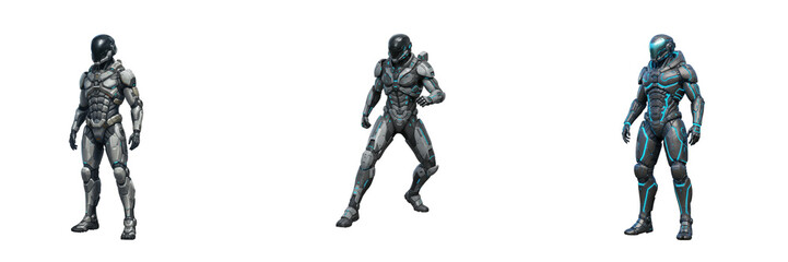 Futuristic combat training sci-fi arena high-tech environment dynamic perspective advanced robotics. Set cut out PNG