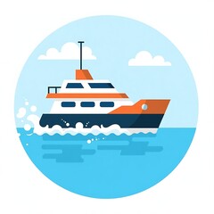 Obraz premium Vector illustration of a ship sailing on the sea