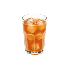 Glass of iced tea with lemon slice for refreshing summer drink themes
