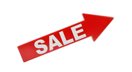 3D sale arrow sign isolated on white background