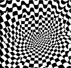 Wavy hexagon pattern, distorted perspective, optical illusion effect