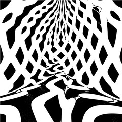 Wavy hexagon pattern, distorted perspective, optical illusion effect