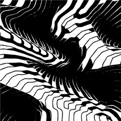 Wavy hexagon pattern, distorted perspective, optical illusion effect