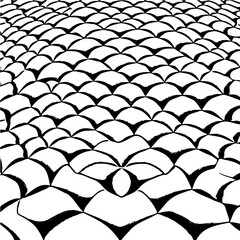 Wavy hexagon pattern, distorted perspective, optical illusion effect