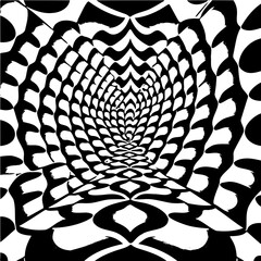 Wavy hexagon pattern, distorted perspective, optical illusion effect