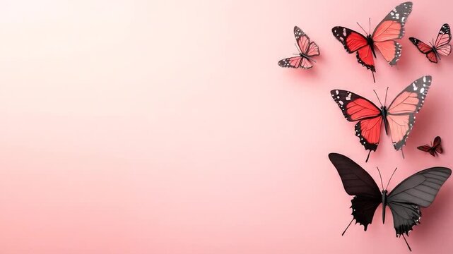 Butterfly pattern on pink backdrop delicate wing insect beauty nature design