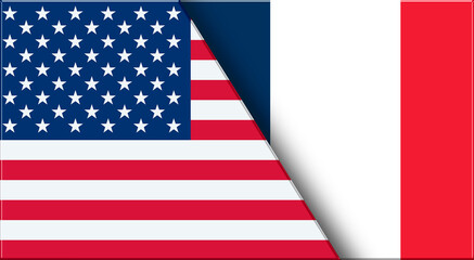 Fototapeta premium Flags of USA and Reunion. United States and Reunion National flags on Fabric