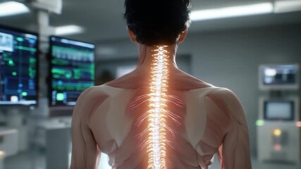 Human spine anatomy visualization for medical illustration and healthcare education