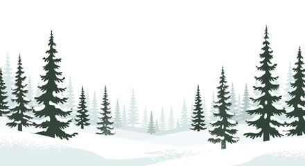 Obraz premium Winter Forest Landscape Silhouette with Snow Covered Trees and Snowy Ground Backdrop