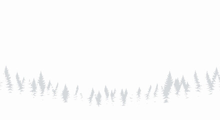 Winter Forest Landscape Silhouettes Of Evergreen Trees On A White Background