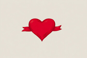 modern love logo, create a minimalist red ribbon-heart design