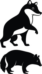 Black silhouette vector drawing of a polar bear