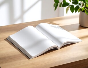 Open book on light wooden table