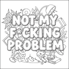 Cozy swear word. Bold and easy coloring pages for adults.