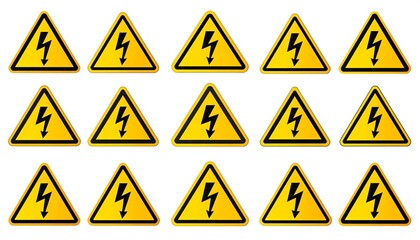 Multiple electrical hazard warning signs