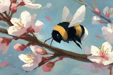 A bee amongst spring blossoms.