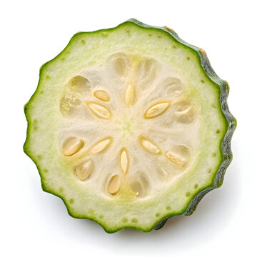 Whole dried pointed gourd slice isolated on a plain background, perfect for culinary, herbal,