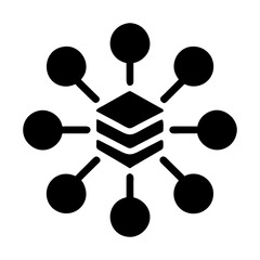 An abstract graphic presents a data hub connected to multiple nodes, perfect for representing networking concepts and communication.