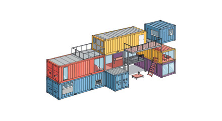 Stylized Modular Home Concept Constructed from Shipping Containers