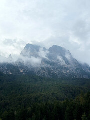 Obraz premium Mountain peaks in the Dolomite Alps in the clouds