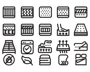 Law and justice, bold line icons