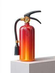 Obraz premium Stylish Red Fire Extinguisher on White Background. Ideal for emergency posters, safety materials, or industrial-themed content.