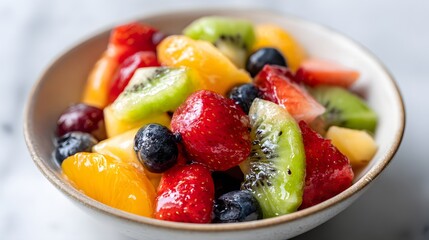 Colorful fruit salad in a bowl.