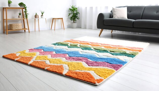 Colorful rug in modern living room. (2)