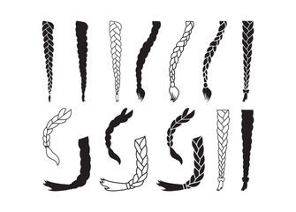Hair Braided, Hair Braided vector bundle, Hair Braided clipart, Hair Braided silhouette.