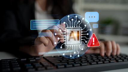 AI interface showing prompt error warning and system alert. AI prompt failure can lead to incorrect...