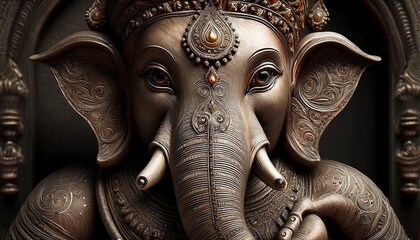 Happy Ganesh Chaturthi Beautiful Ganesha Close-Up Statue Wallpaper