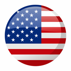 Fototapeta premium Glossy round american flag emblem